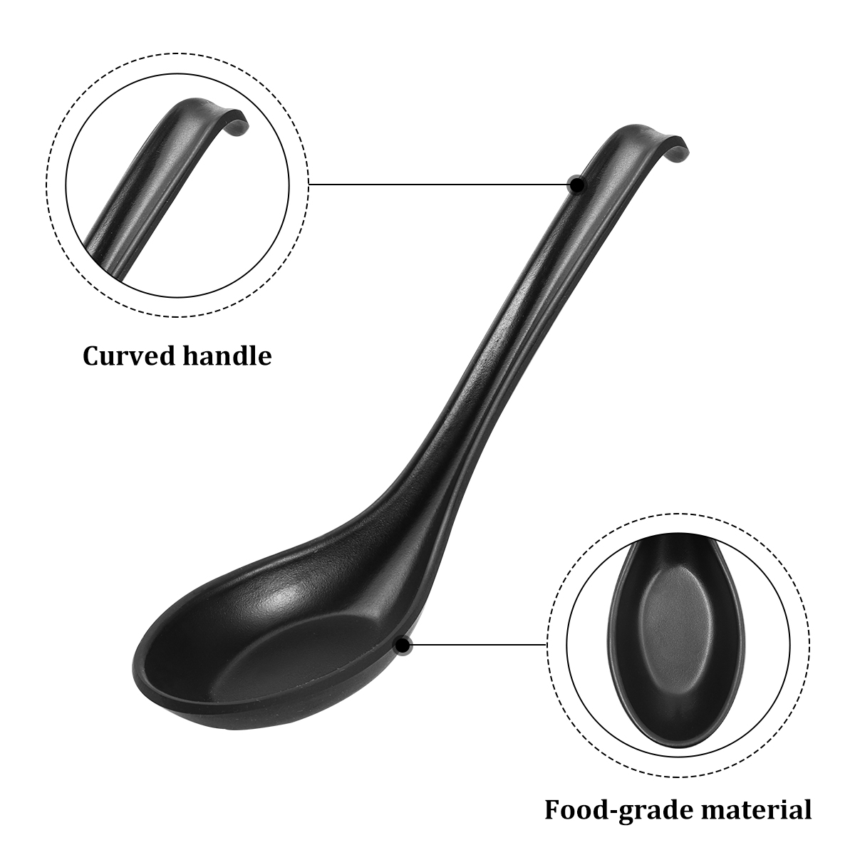 Japanese Camping Cooking - 6pcs Plastic Soup Spoon Black Japanese