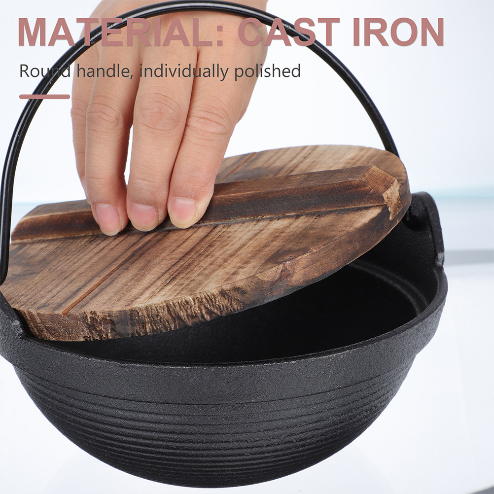 Japanese Camping Cooking - Premium Cast Iron Hanging Cooking Pot