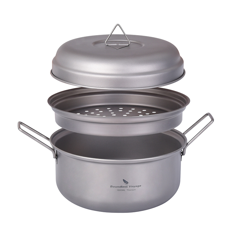 Camping Cooking Tray - Boundless Voyage Titanium Steamer Stockpot Portable