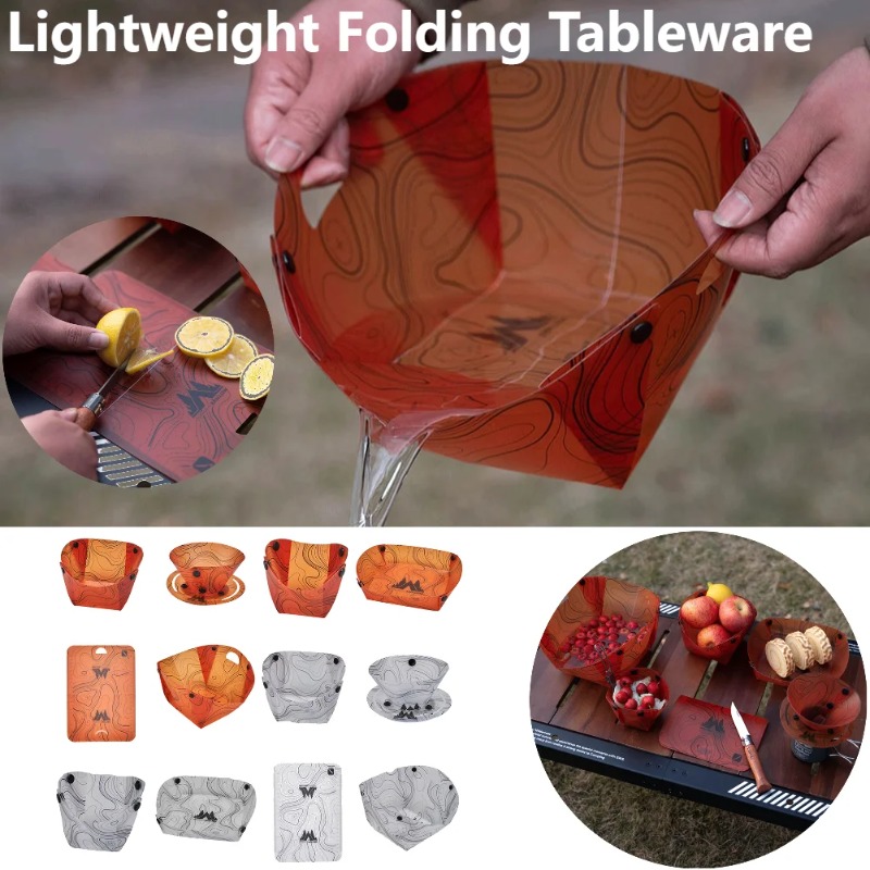 Camping Cooking Tray - Foldable Camping Tableware Portable Bowl Dinner