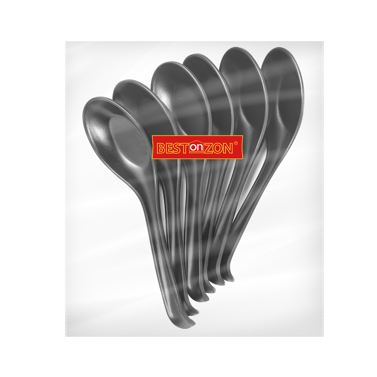 6pcs Plastic Soup Spoon Black  - Japanese Camping Cooking recension och pris