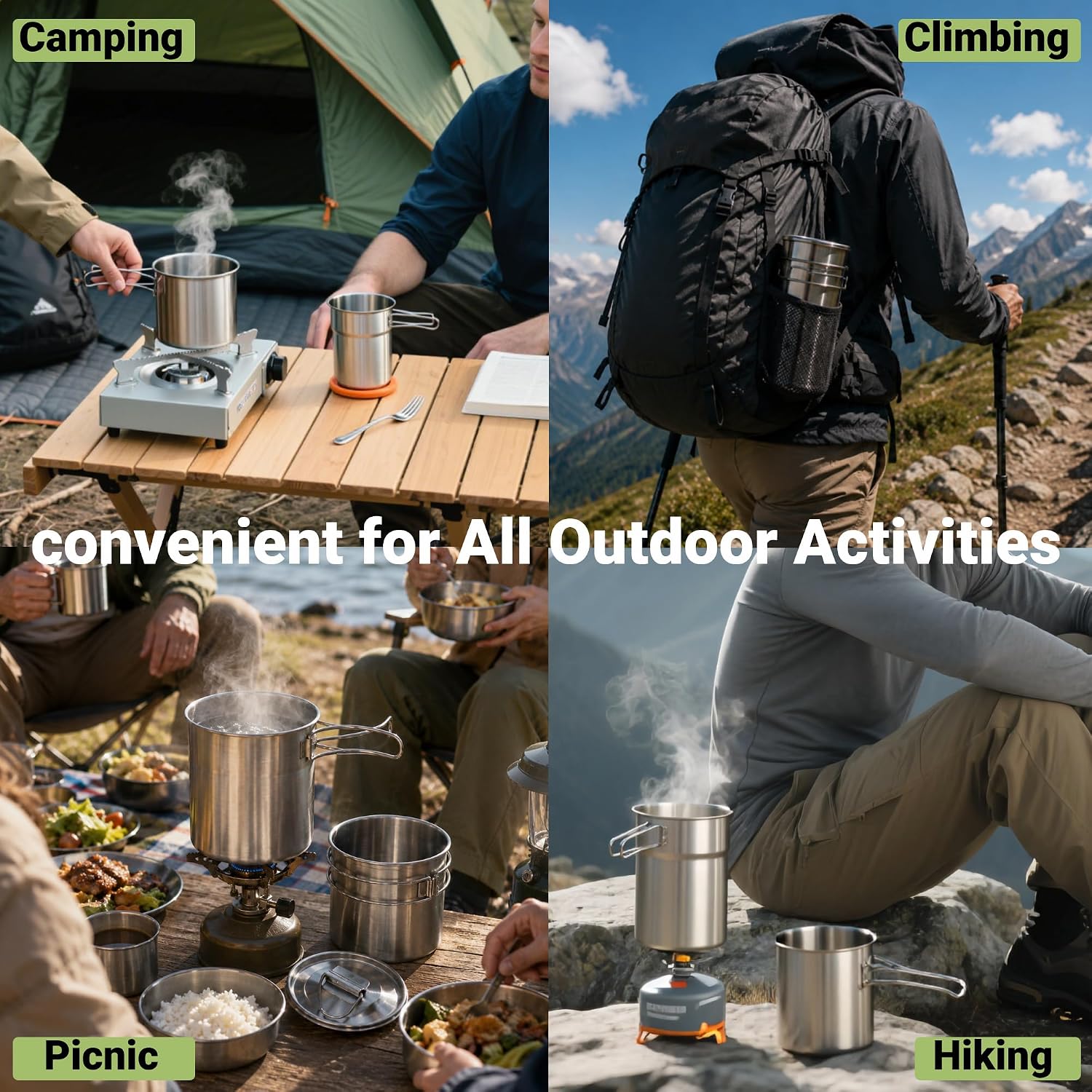Foldable Camping Cups Mugs Cam - Camping Cooking Pan Set recension och pris