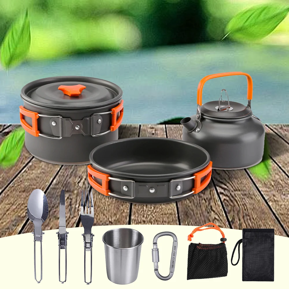 Camping Cookware Kit Kettle Po - Camping Cooking Pan Set recension och pris